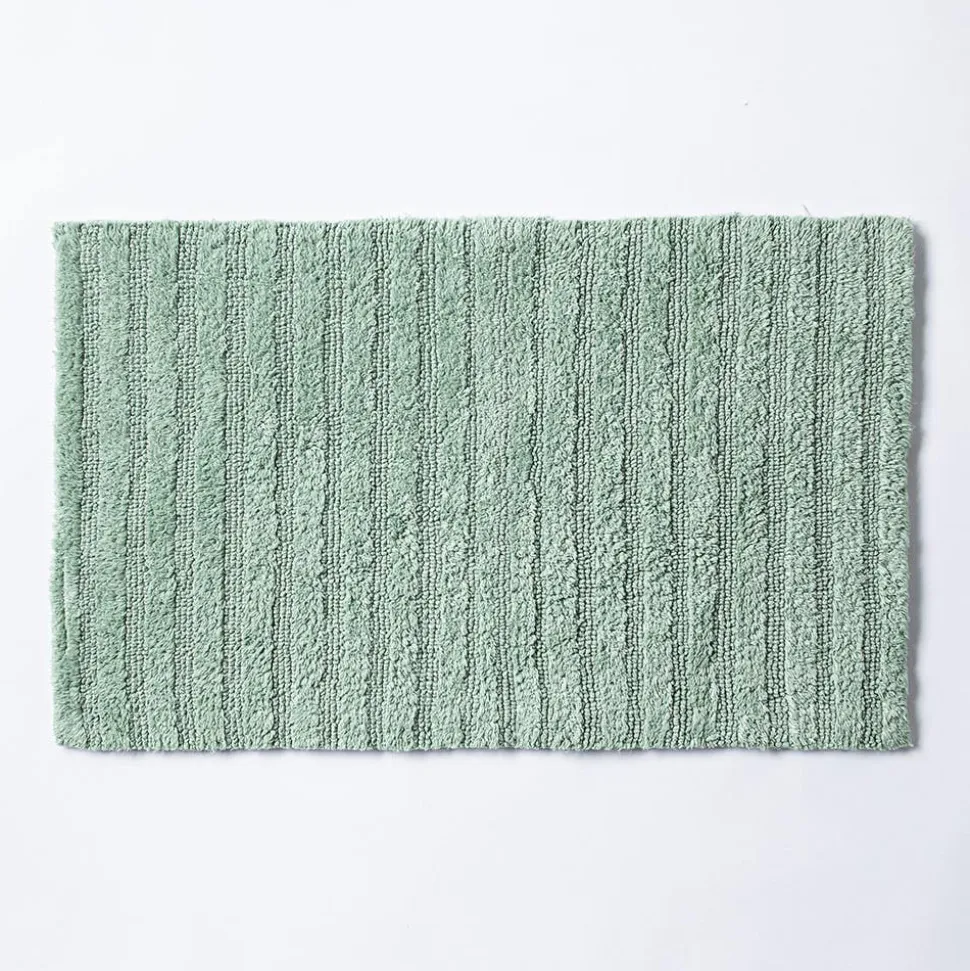 KSP Stripe Cotton Bathmat Reversible 20x32" (Smoke Green)
