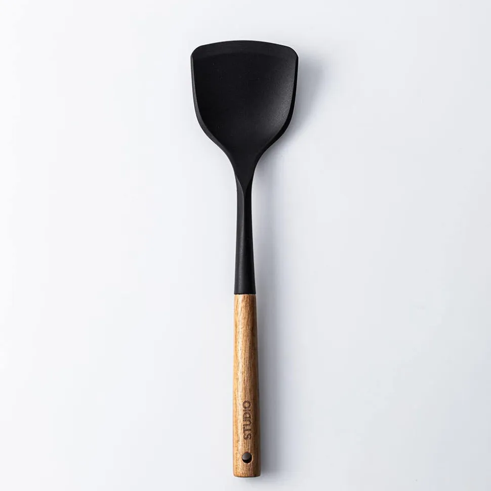 KSP Studio Collection Silicone Solid Wok Turner (Acacia/Black)
