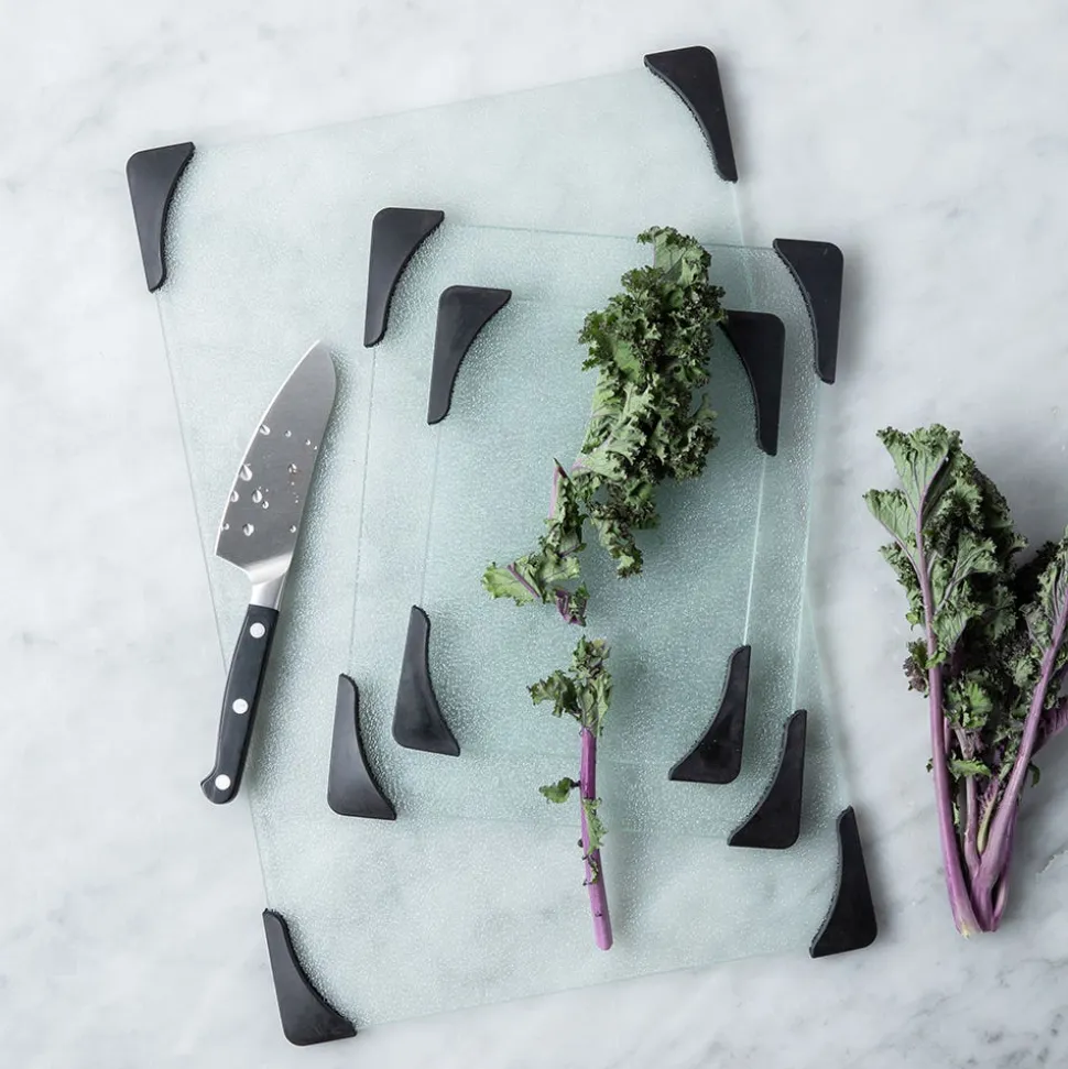 KSP Stylus Glass Cutting Board with Silicon - Set of 3