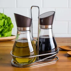 KSP Swivel Oil and Vinegar with Stand - Set of 2 (Stainless Steel)