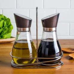 KSP Swivel Oil and Vinegar with Stand - Set of 2 (Stainless Steel)