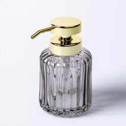 KSP Symphony Ribbed Glass Soap Pump (Grey/Gold)