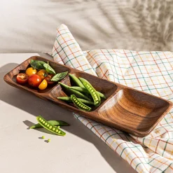 KSP Tala Acacia Wood 3-Section Serving Tray 38 x 13 x 4 cm