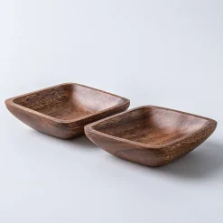 KSP Tala Acacia Wood Square Dish - Set of 2 13 x 13 x 4 cm