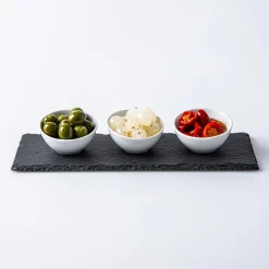KSP Taste Porcelain Bowls with Slate Tray - Set of 4 (White)