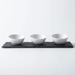 KSP Taste Porcelain Bowls with Slate Tray - Set of 4 (White)