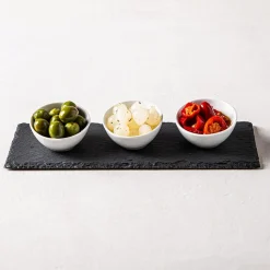 KSP Taste Porcelain Bowls with Slate Tray - Set of 4 (White)