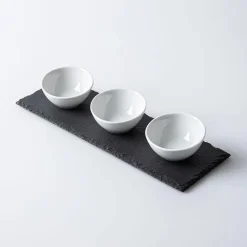 KSP Taste Porcelain Bowls with Slate Tray - Set of 4 (White)