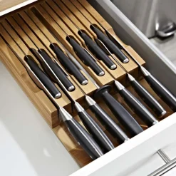 KSP Tidy Bamboo Drawer Knife Storage Tray (Natural)
