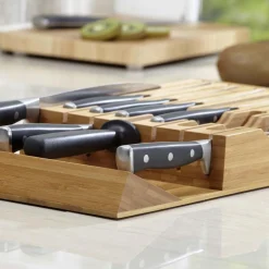 KSP Tidy Bamboo Drawer Knife Storage Tray (Natural)