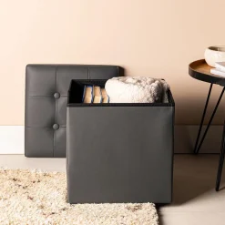 KSP Tilden 'Leatherette' Tufted Collapsible Ottoman (Grey)