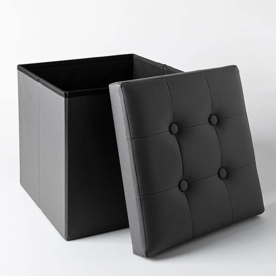 KSP Tilden 'Leatherette' Tufted Collapsible Ottoman (Grey)