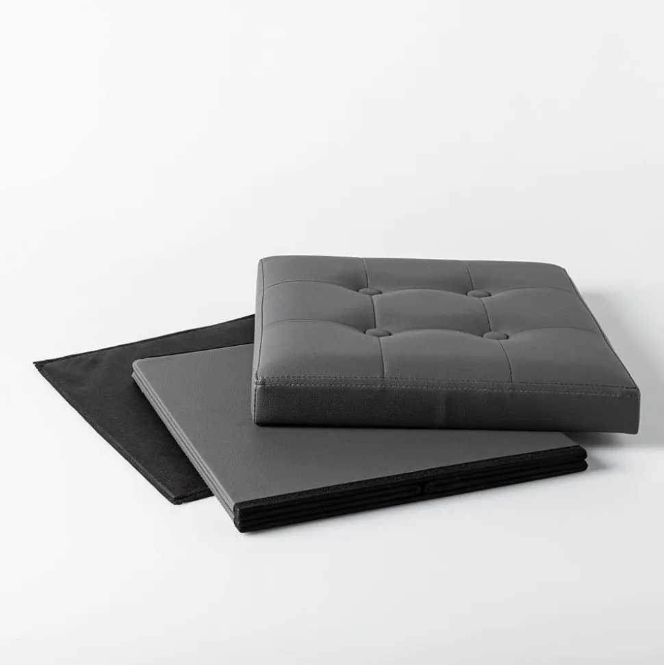 KSP Tilden 'Leatherette' Tufted Collapsible Ottoman (Grey)