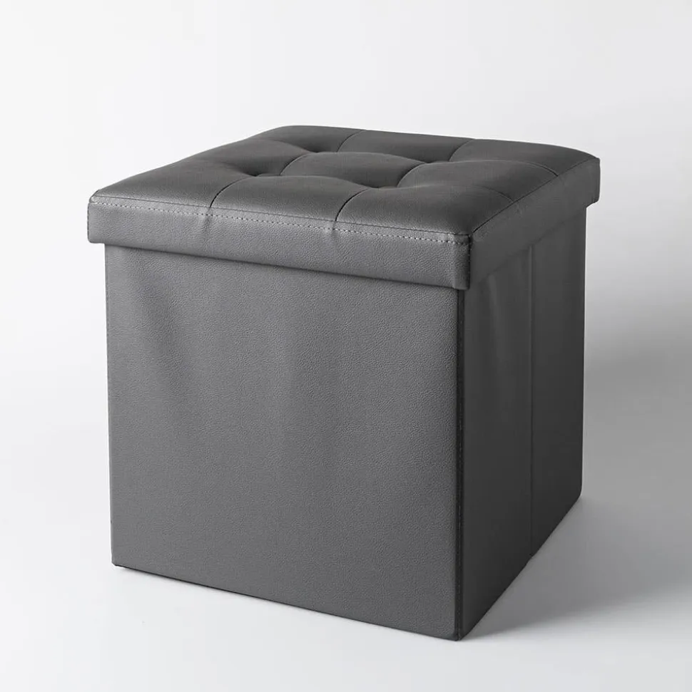 KSP Tilden 'Leatherette' Tufted Collapsible Ottoman (Grey)