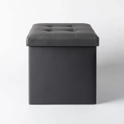 KSP Tilden 'Leatherette' Tufted Collapsible Ottoman (Grey)
