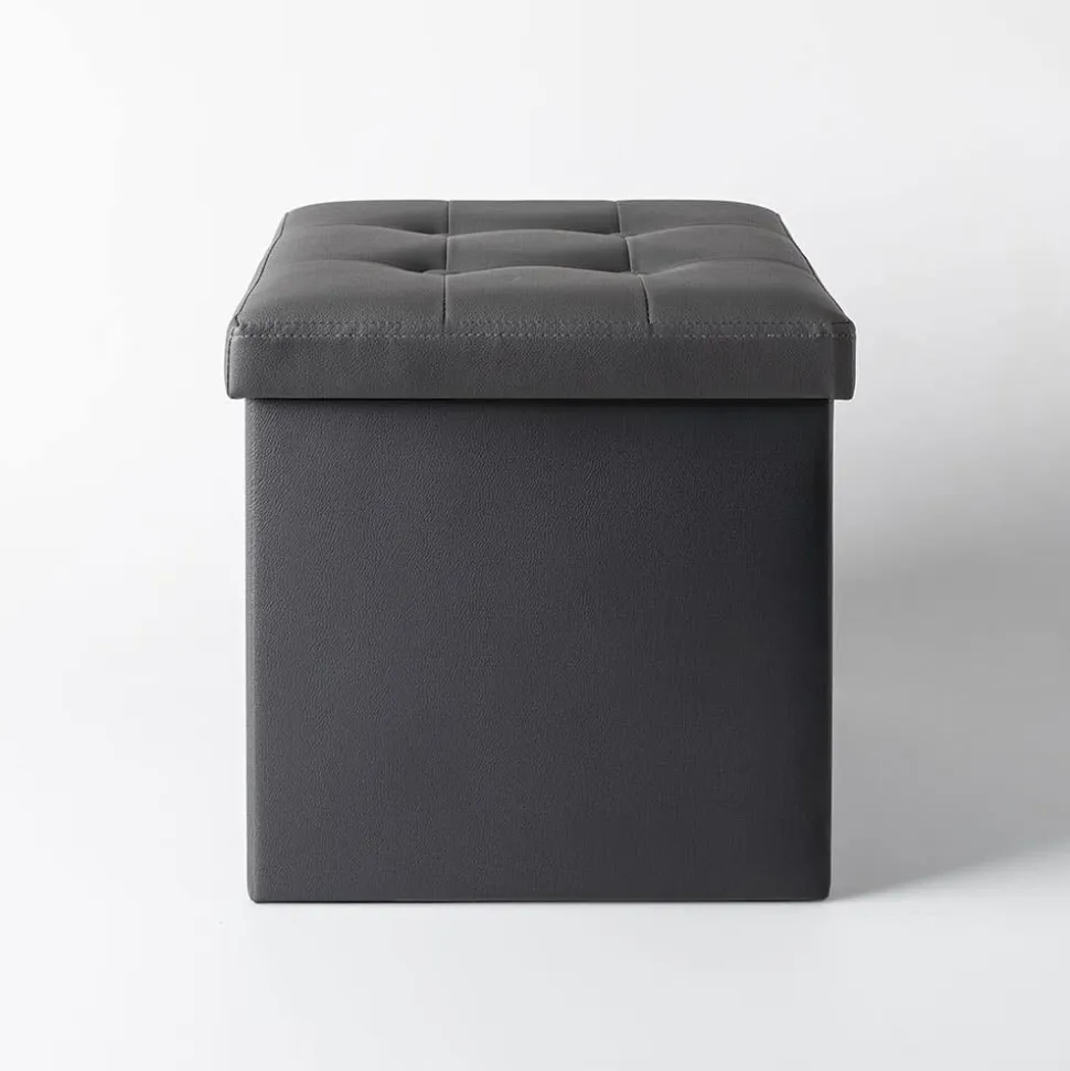 KSP Tilden 'Leatherette' Tufted Collapsible Ottoman (Grey)
