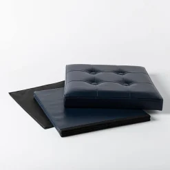 KSP Tilden 'Leatherette' Tufted Collapsible Ottoman (Navy)