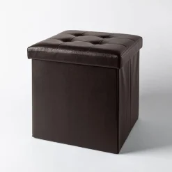 KSP Tilden 'Leatherette' Tufted Collapsible Ottoman (Brown)