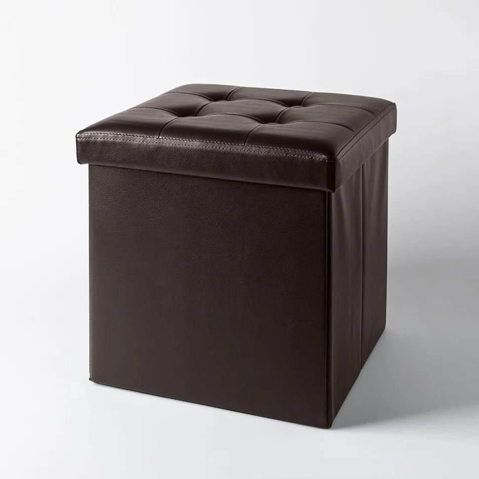 KSP Tilden 'Leatherette' Tufted Collapsible Ottoman (Brown)