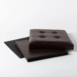KSP Tilden 'Leatherette' Tufted Collapsible Ottoman (Brown)