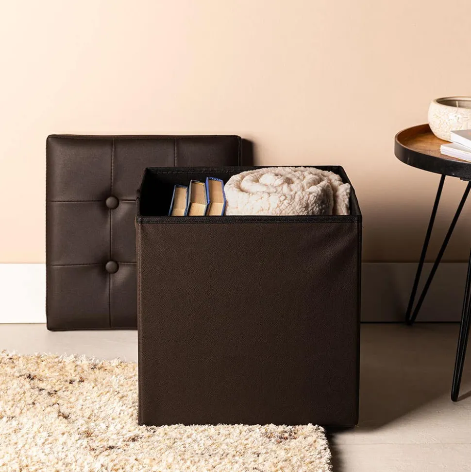 KSP Tilden 'Leatherette' Tufted Collapsible Ottoman (Brown)
