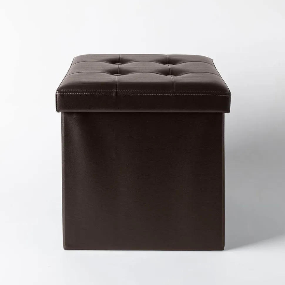 KSP Tilden 'Leatherette' Tufted Collapsible Ottoman (Brown)