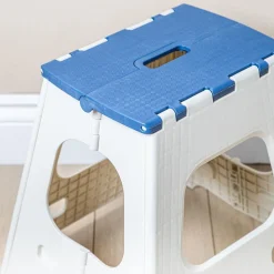 KSP Tread Folding Step Stool Tall 15x13x15"H (Beige/Blue)