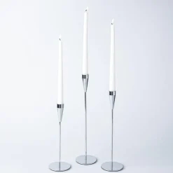 KSP Trinity Metal Taper Candle Holder - Set of 3 (Silver)