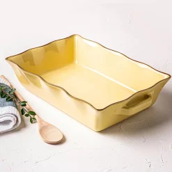 KSP Tuscana Large Rectangle Fluted Bakeware with Handle (Yellow)