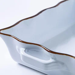 KSP Tuscana Large Rectangle Fluted Bakeware with Handle (White)