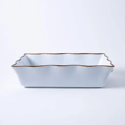 KSP Tuscana Large Rectangle Fluted Bakeware with Handle (White)