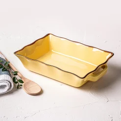 KSP Tuscana Medium Rectangle Fluted Bakeware with Handle (Yellow)