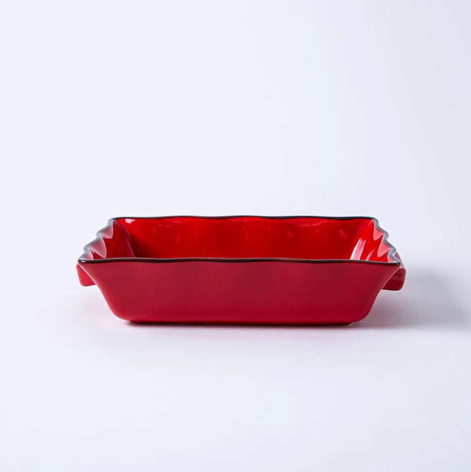 KSP Tuscana Medium Rectangle Fluted Bakeware with Handle (Red)