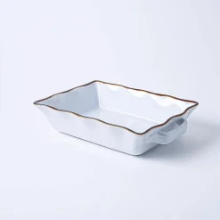 KSP Tuscana Medium Rectangle Fluted Bakeware with Handle (White)
