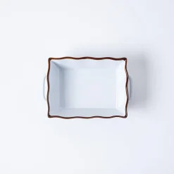 KSP Tuscana Small Rectangle Fluted Bakeware with Handle (White)