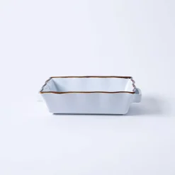 KSP Tuscana Small Rectangle Fluted Bakeware with Handle (White)
