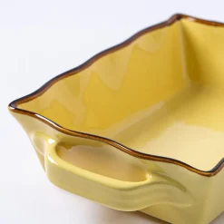 KSP Tuscana Small Rectangle Fluted Bakeware with Handle (Yellow)