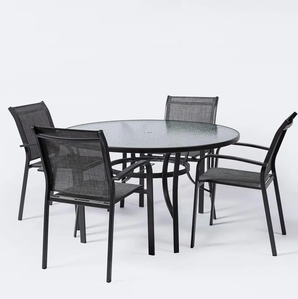 KSP Verona 'Round' Patio Table and Chairs - Set of 5 (Grey)