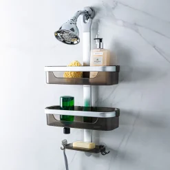 KSP Versaslide Adjustable Shower Caddy 3-Tier (Aluminum/Smoke)