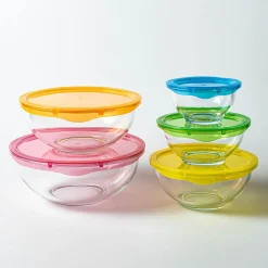 KSP Vibe Glass Mixing Bowl with Lids - Set of 10