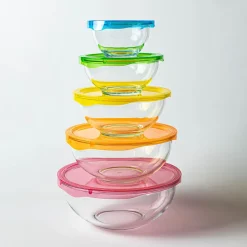 KSP Vibe Glass Mixing Bowl with Lids - Set of 10