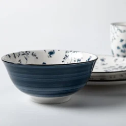 KSP Viola Porcelain Dinerware - Set of 16 (White/Blue)