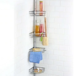 KSP Viva Tension Bathtub 4-Tier Corner Shelf (Grey)