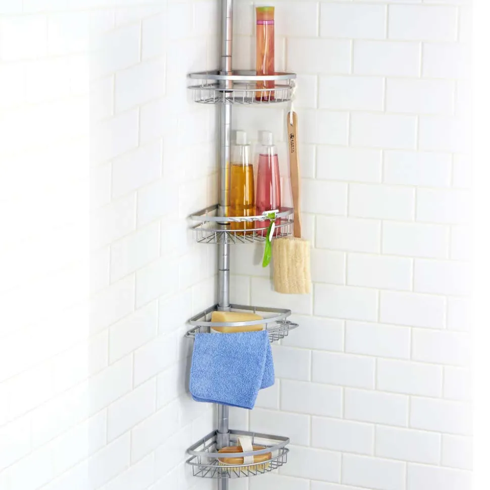 KSP Viva Tension Bathtub 4-Tier Corner Shelf (Grey)