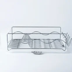 KSP Wave Dish Rack with Tray (Chrome/White)
