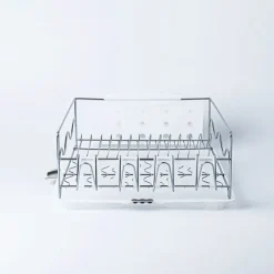 KSP Wave Dish Rack with Tray (Chrome/White)