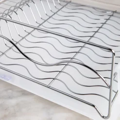 KSP Wave Dish Rack with Tray (Chrome/White)