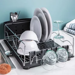 KSP Wave Dish Rack with Tray (Chrome/Black)
