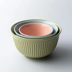 KSP Willow 'Ribbed' Mixing Bowl - Set of 3 (Pink/Blue/Green)