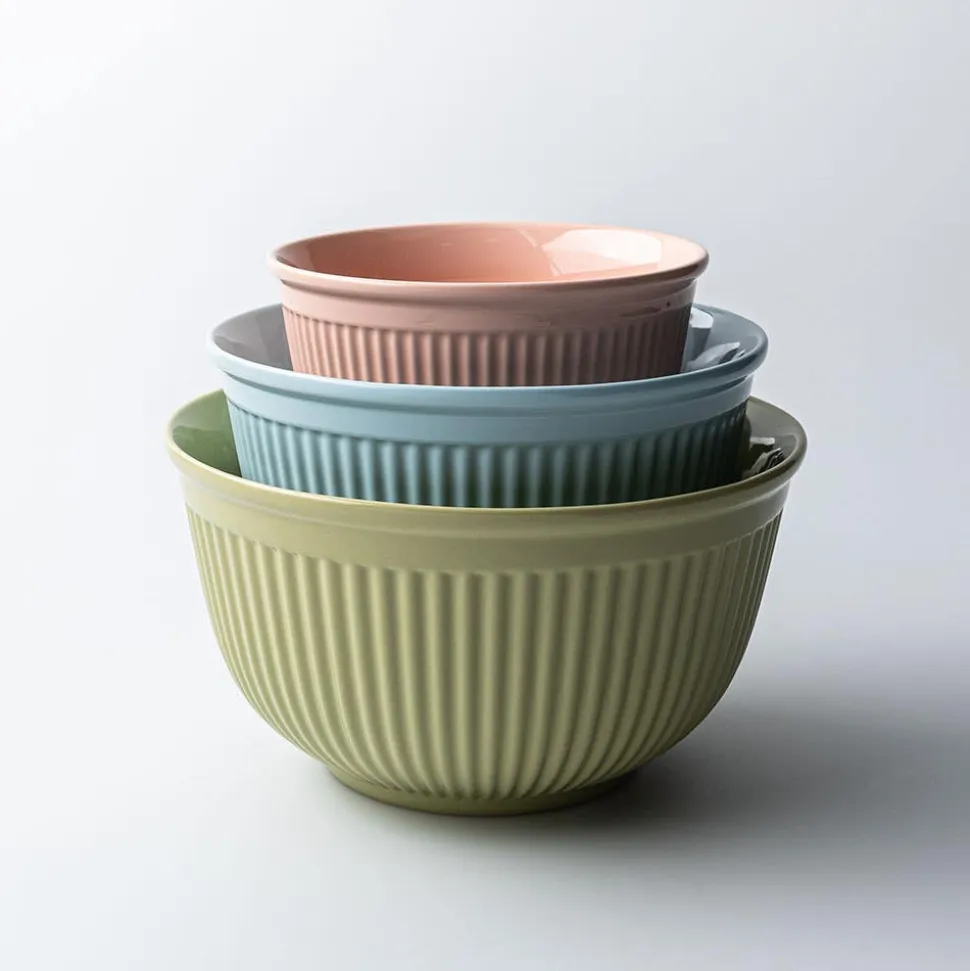 KSP Willow 'Ribbed' Mixing Bowl - Set of 3 (Pink/Blue/Green)